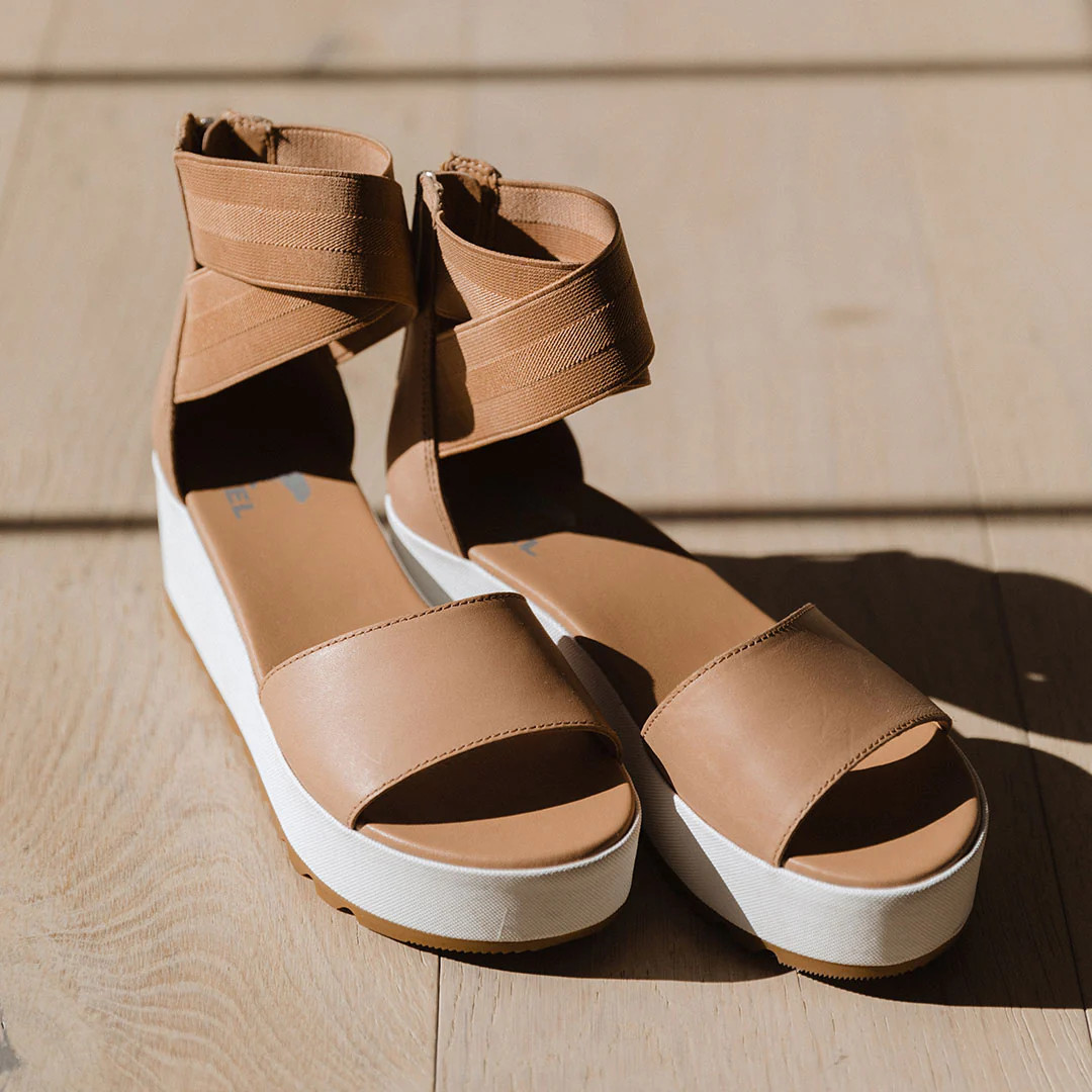 Sorel Cameron Flatform Ankle Strap Beige | Albion Fit