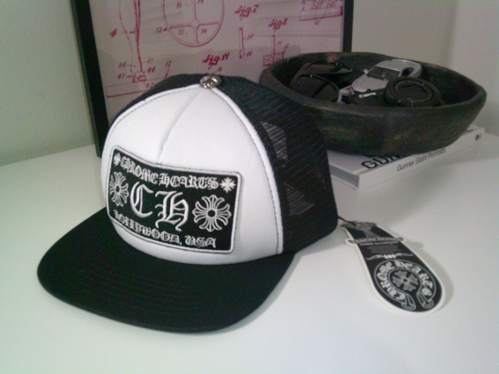 chrome hearts trucker cap — linked a similar one below from ebay!