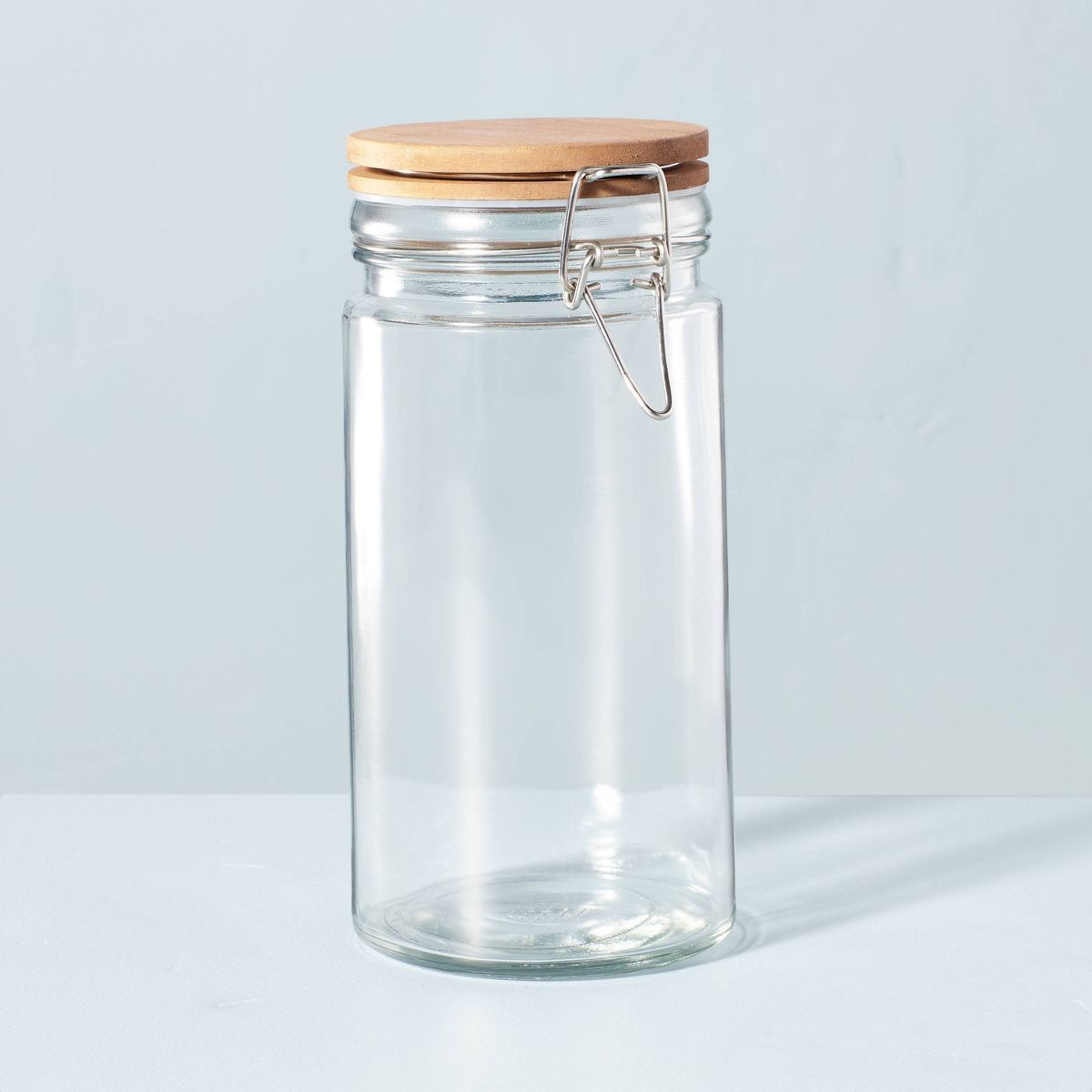 Large 47oz Glass & Wood Clamp Pantry Canister - Hearth & Hand™ with Magnolia | Target