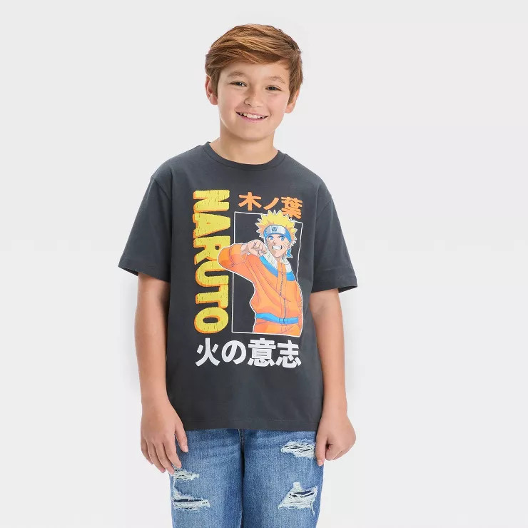 Boys' Naruto Short Sleeve Graphic T-Shirt - art class™ Charcoal Gray | Target