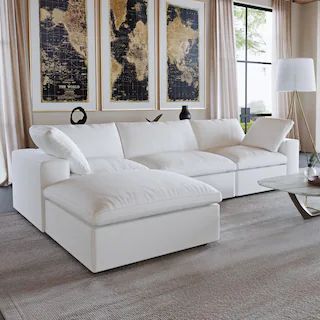 L-shape Linen Upholstered Sofa Multiple Cushions Sectional Couch | Bed Bath & Beyond