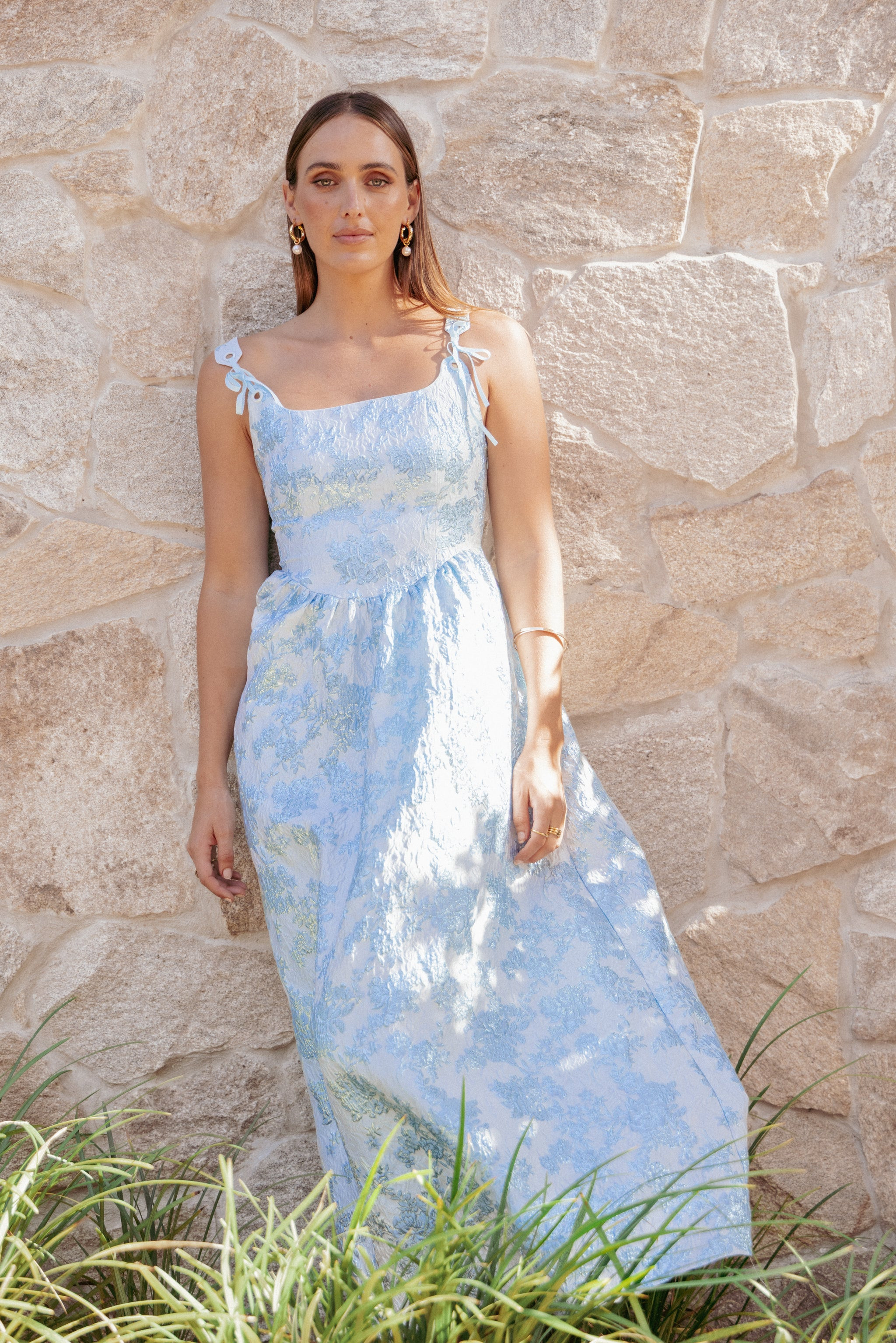 Marcelline Maxi Dress - Blue Brocade | Petal & Pup (US)