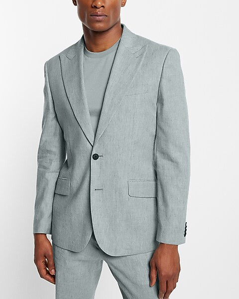 Slim Light Blue Linen Suit Jacket | Express