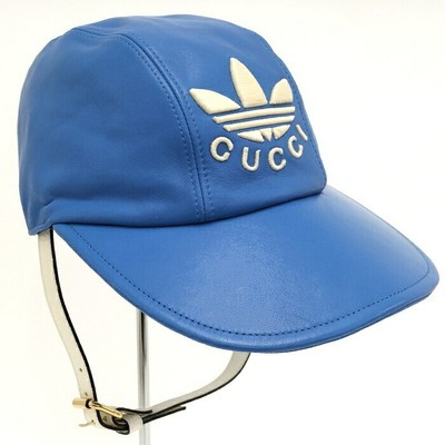 GUCCI Cap Leather Adidas Collaboration Blue Series Notation Size 57Cm M 703825  | eBay | eBay US