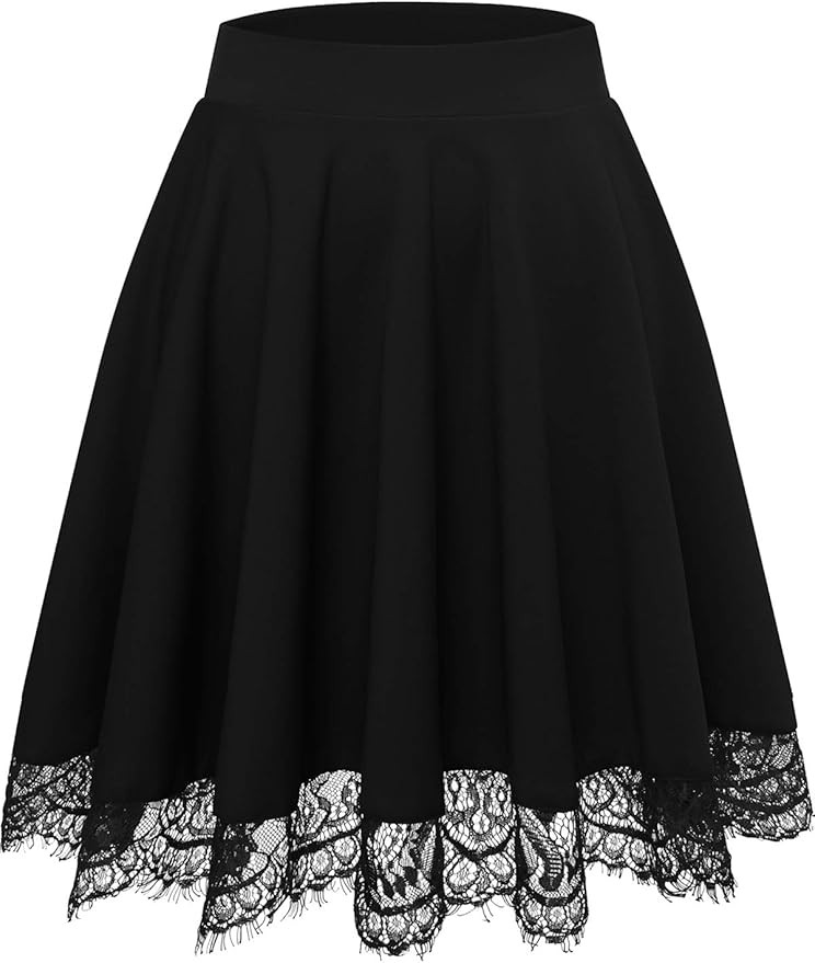 Bbonlinedress Skirts for Women Mini High Waisted Casual Versatile Stretchy Flared Skater Skirt | Amazon (US)