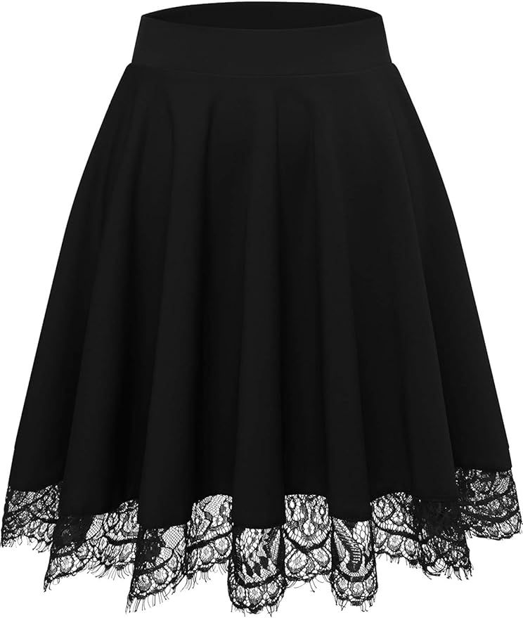 Bbonlinedress Skirts for Women Mini High Waisted Casual Versatile Stretchy Flared Skater Skirt | Amazon (US)
