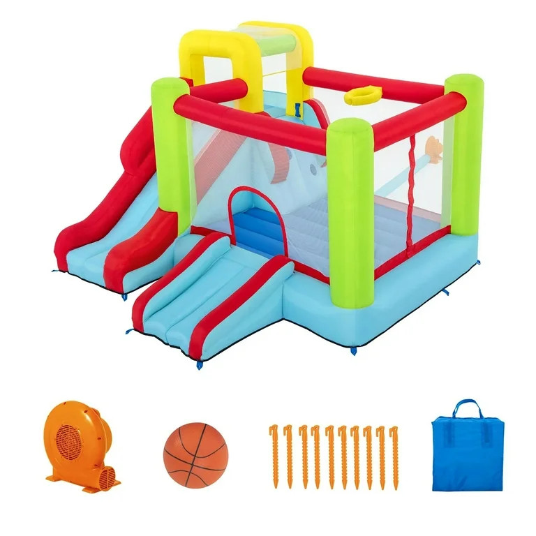 Up, In & Over Wonder Hoops 10' Inflatable Bounce House Park with Basketball and Slide. 126" L x 1... | Walmart (US)