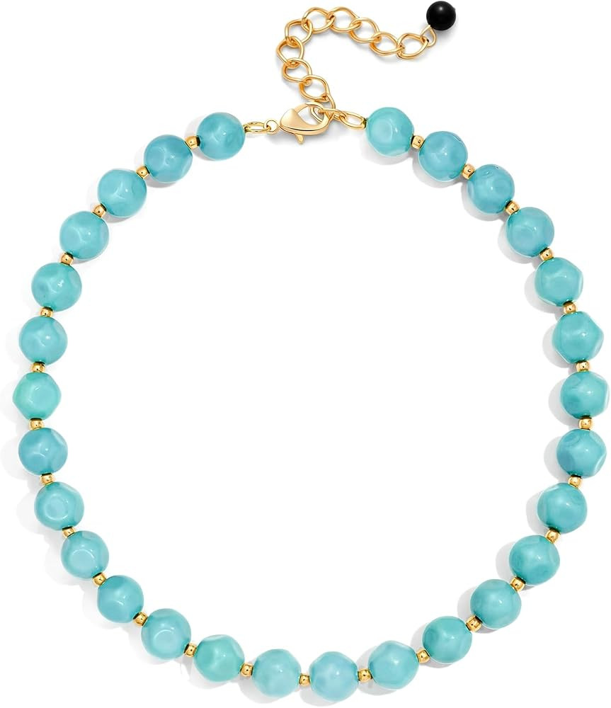 HESSAWEEL Chunky Beaded Summer Beach Choker Necklace for Women Adjustable | Amazon (US)