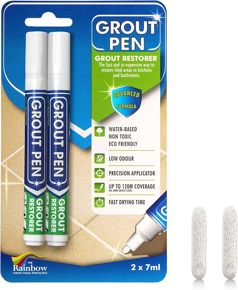 Grout Pen White Tile Grout Paint Marker: Waterproof Tile Grout Colorant and Sealer Pens for Clean... | Amazon (US)