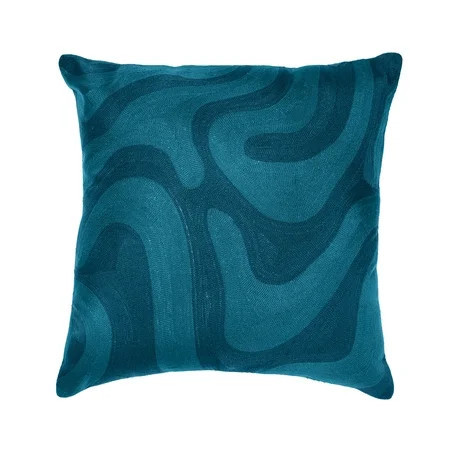 Temi Coker for Walmart Embroidered Decorative Pillow, 20" x 20", Blue | Walmart (US)