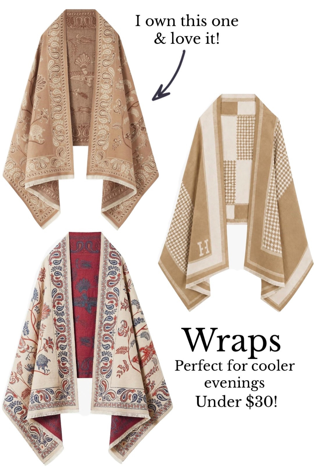 Wraps perfect for cooler evenings and heading into fall 🍂Under $30! High quality! Great gift idea too!

#LTKSeasonal #LTKmomlife #LTKTravel