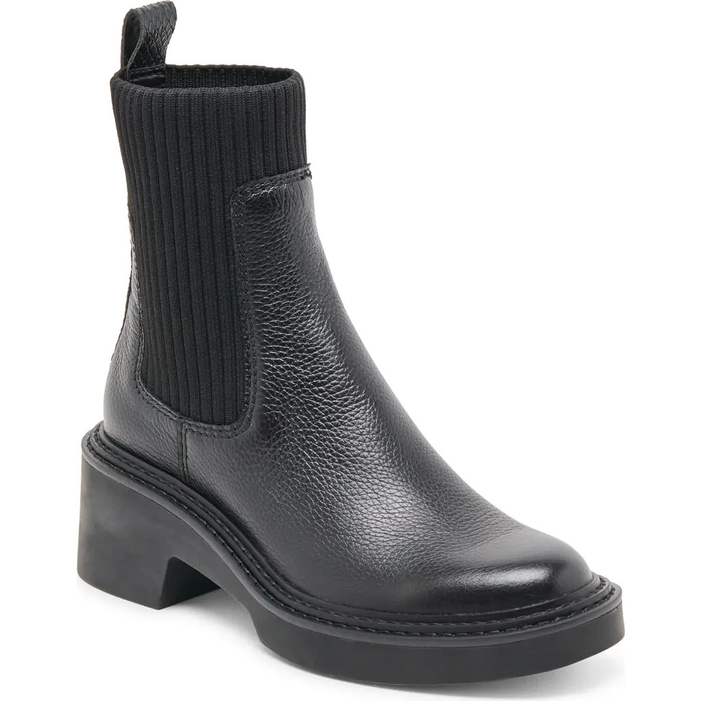 Dolce Vita Hilora Water Resistant Chelsea Boot in Black Leather H2O at Nordstrom, Size 9 | Nordstrom