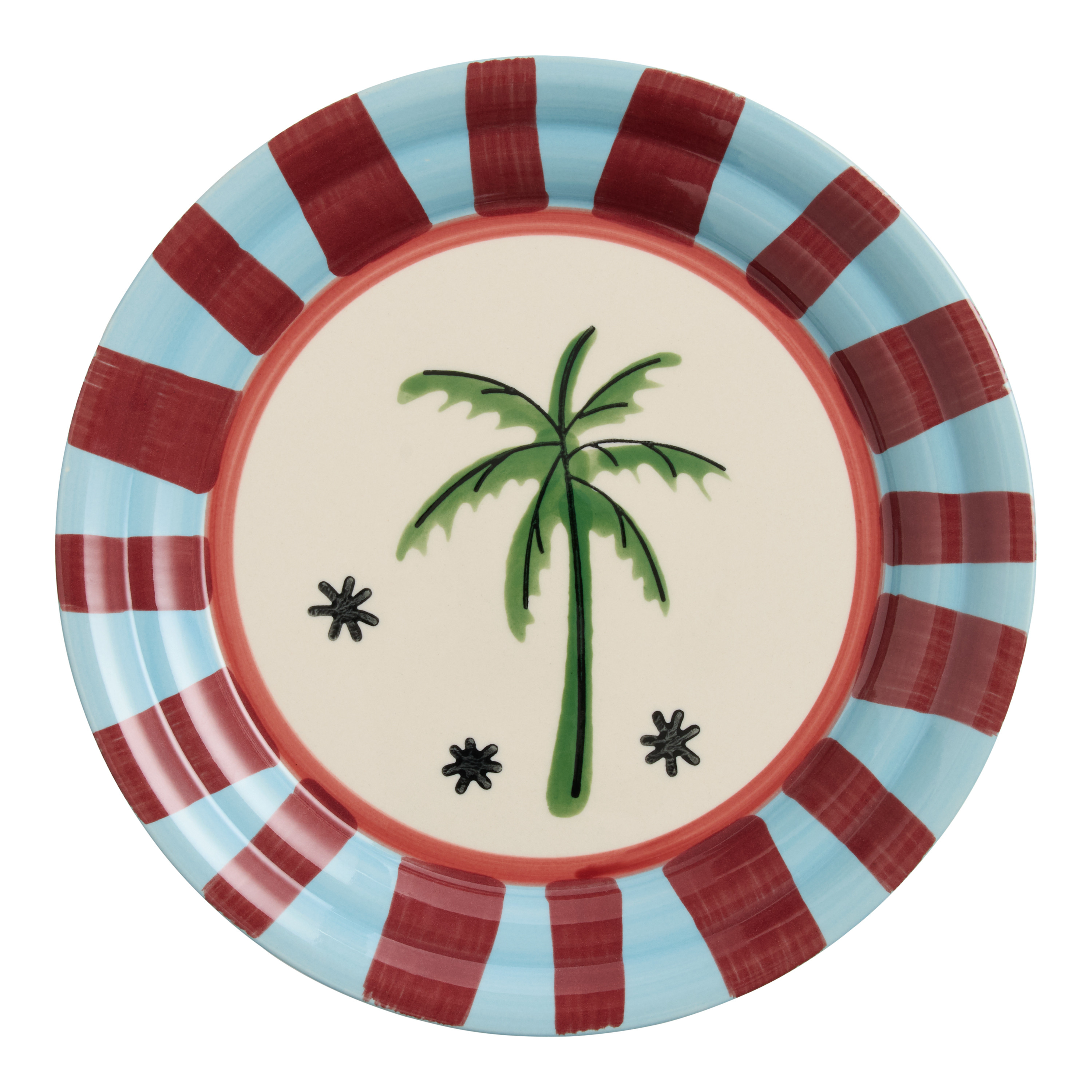 Burgundy and Blue Palm Tree Hand Painted Salad Plate - World Market | World Market