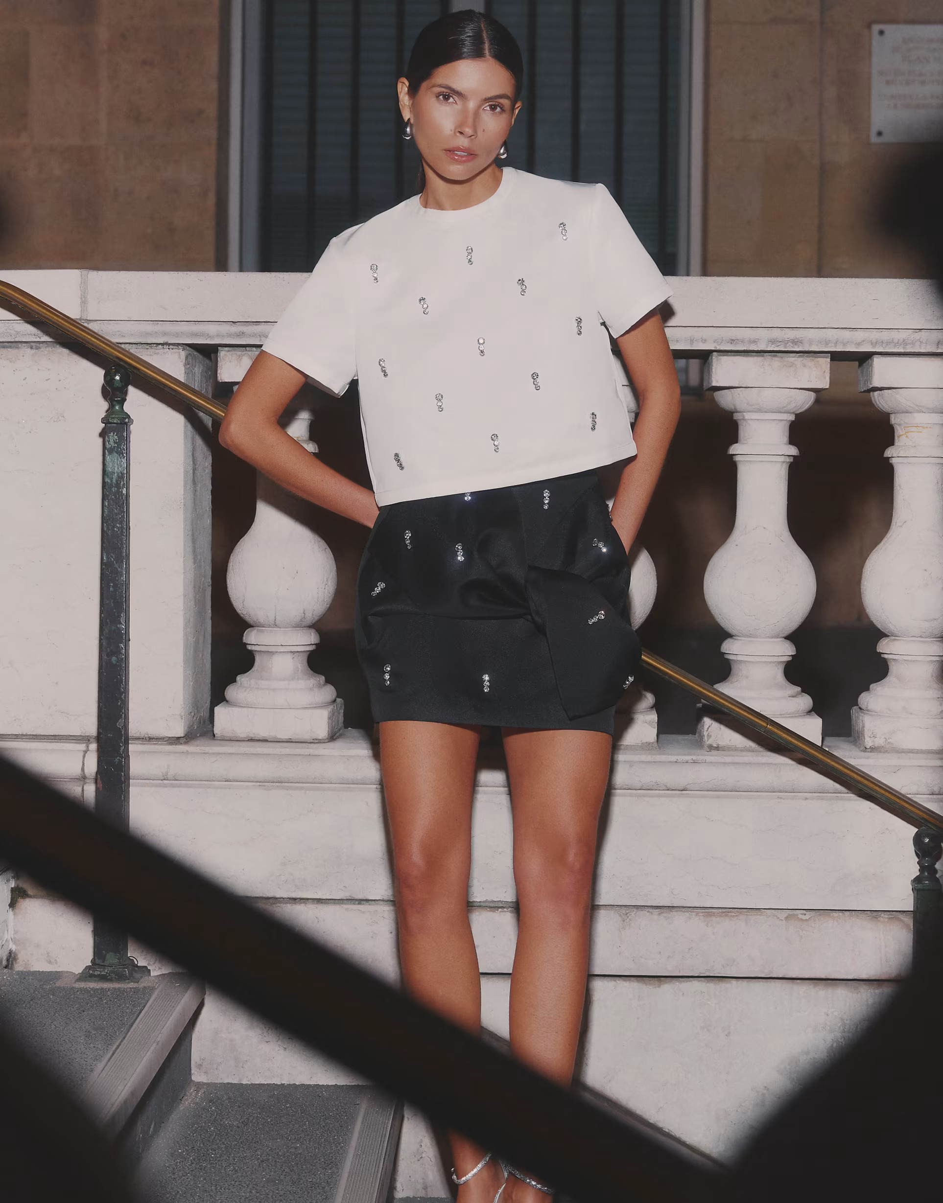 4th & Reckless embellished bow detail mini skirt co-ord in black | ASOS | ASOS (Global)