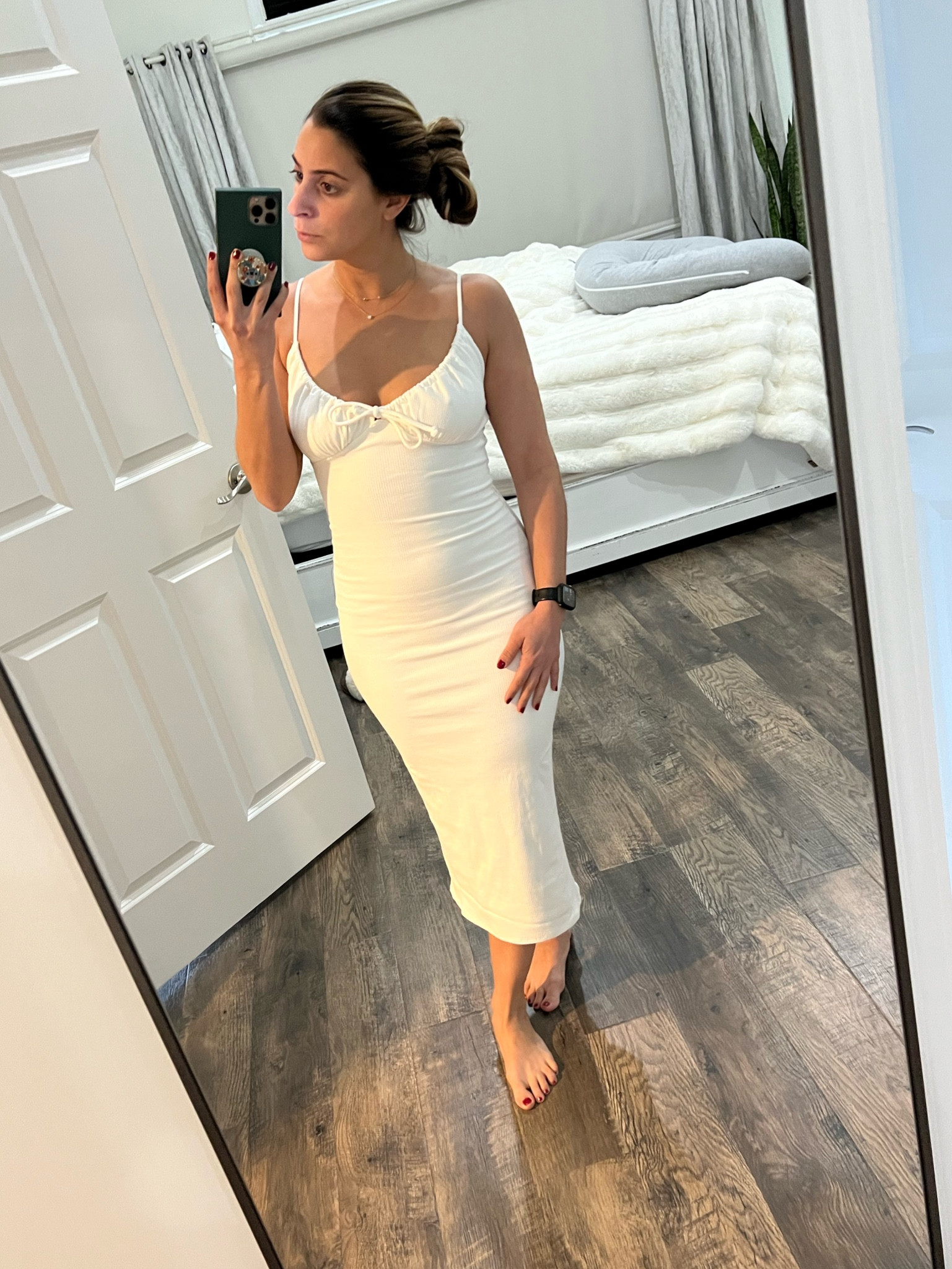 White dress midi dress perfect for summer, perfect for baby bump, and perfect for travel on vacation or wedding party white dress! Super cute and can’t wait to wear it!

#dresses #white #resort #travel #summer 

#LTKstyletip #LTKwedding #LTKtravel