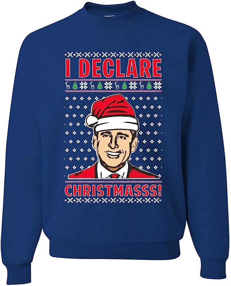 I Declare Christmasss Michael Scott Office Tv Ugly Christmas Sweater Unisex Crewneck Graphic Sweatsh | Amazon (US)