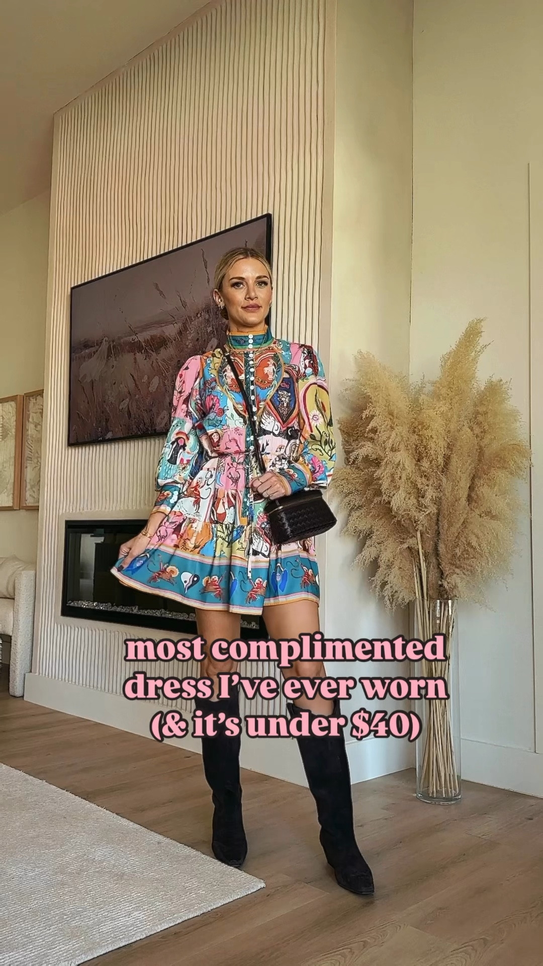 my best amazon find to date, under $40 dress, looks $$$, and guarantee you will get a million compliments while wearing it! I’m in  a size small for reference 🤍 

boots, fall outfit, eras tour outfit 

#LTKFindsUnder50 #LTKVideo