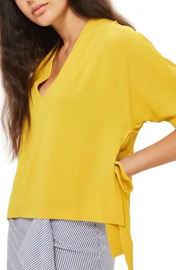Women's Topshop Side Tie Top, Size 2 US (fits like 0) - Yellow | Nordstrom