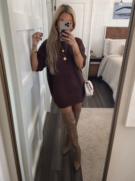 OBSESSED with this cashmere blend sweater from target. Sized up to a medium and if you’re petite, you’ll be able to wear it as a dress! (Boots are BUTTERY) 

#LTKSeasonal #LTKfindsunder50 #LTKshoecrush