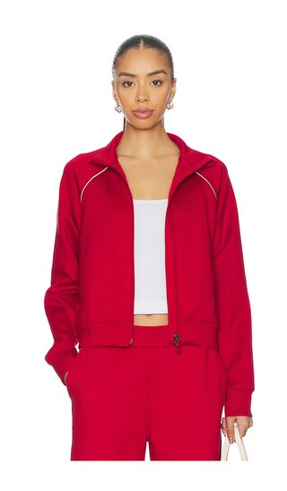 Piped Zip Front Jacket in Holly Red | Revolve Clothing (Global)