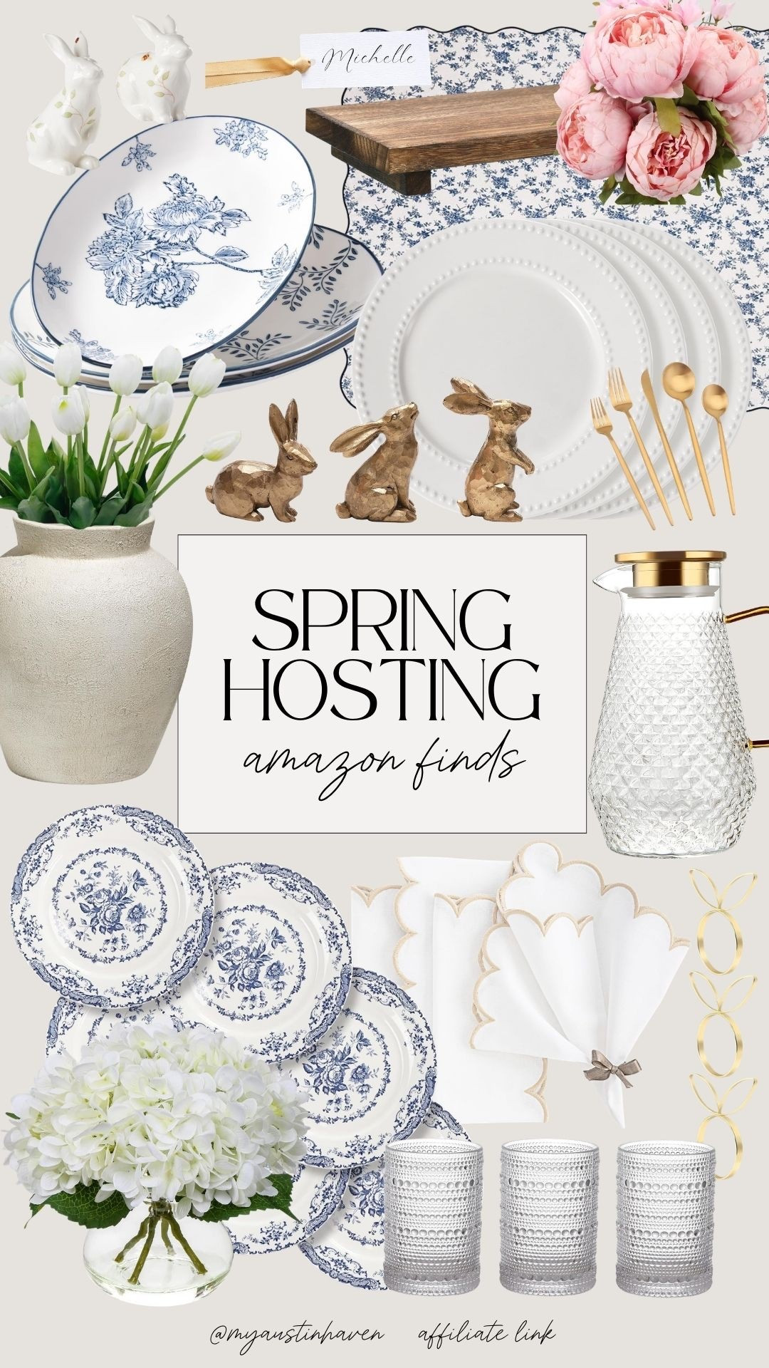 Hosting made easy this spring. 🌸 Timeless blue & white, soft florals and elevated table details for the prettiest gatherings.

Amazon spring hosting ideas, amazon hosting finds, blue and white table setting, spring tablescape decor, easter table decor, hosting essentials amazon, floral table decor, classic table setting, gold flatware set, glass pitcher aesthetic, scalloped napkins, bunny decor easter, hydrangea centerpiece, chinoiserie plates, neutral hosting decor, elegant table setting ideas, spring entertaining ideas, dinner party decor, affordable hosting finds, table styling inspiration. 

 

#LTKHome #LTKSeasonal #LTKmomlife