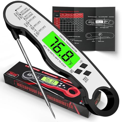 AWLKIM® Meat Thermometer Digital - Fast Instant Read Food Thermometer for Cooking, Candy Making, Outside Grill, IP67 Waterproof Kitchen Thermometer with Backlight, Stocking Stuffers for Men - Black | Amazon (US)