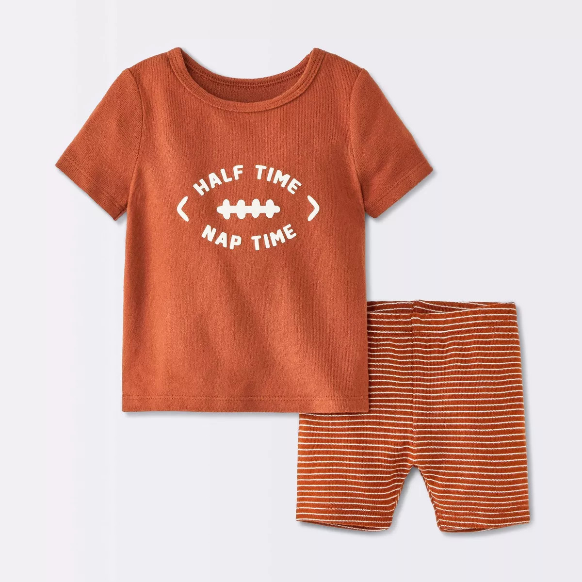 Baby Boys' Half Time Nap Time Short Sleeve Shirt and Shorts Set - Cloud Island™ Brown 12M | Target