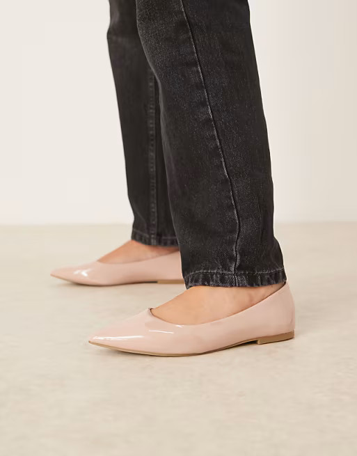 ASOS DESIGN Lucky pointed ballet flats in beige | ASOS (Global)