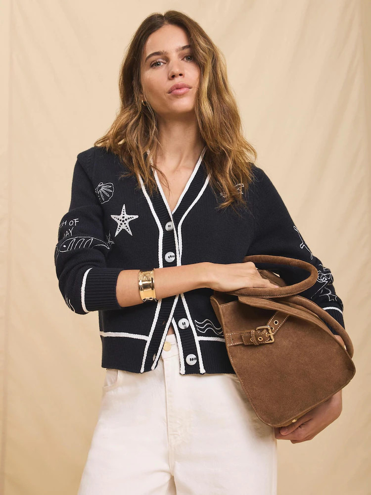 Mint Velvet Blue Embroidered Marine Knit Cardigan | Next EU