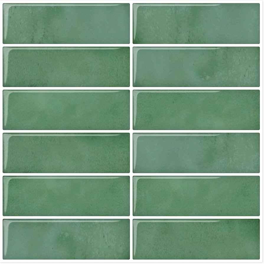 DEWOO Green Peel and Stick Backsplash Subway Tile for Kitchen, 10-Sheet (12"×12") | Amazon (US)