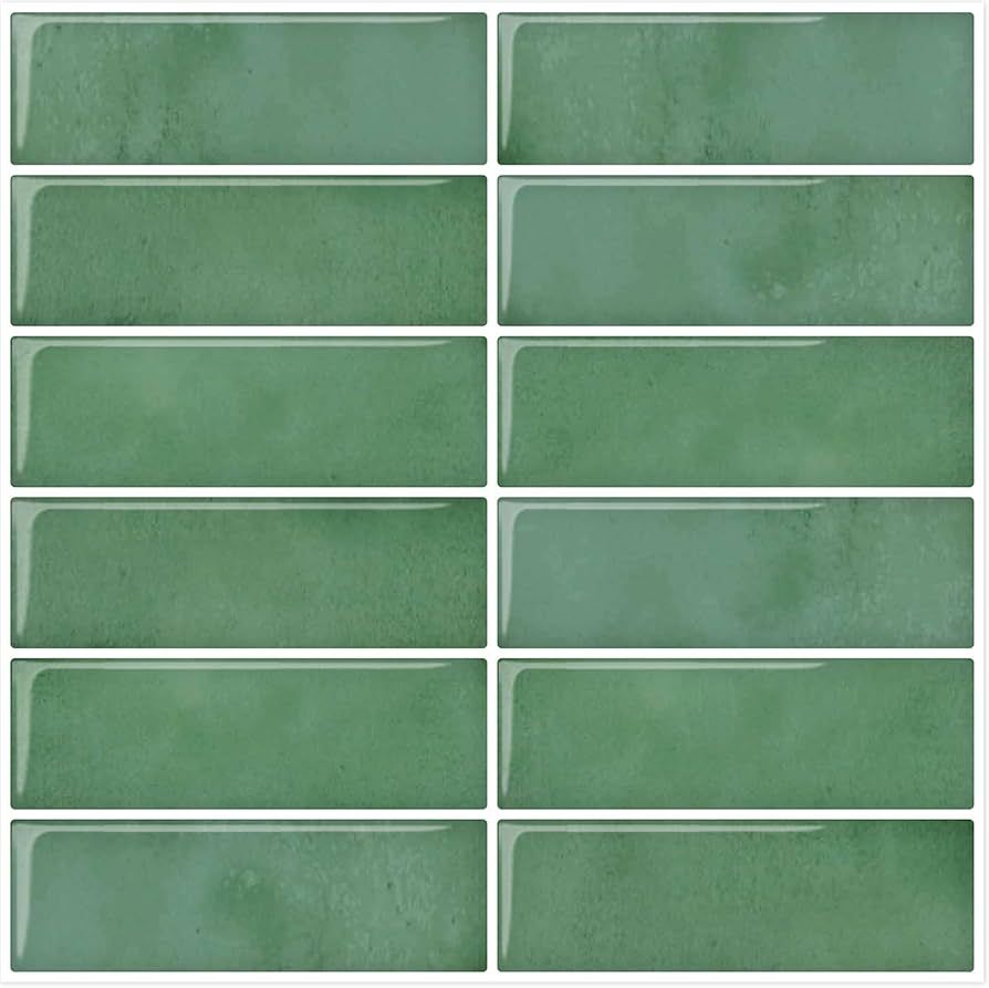 DEWOO Green Peel and Stick Backsplash Subway Tile for Kitchen, 10-Sheet (12"×12") | Amazon (US)