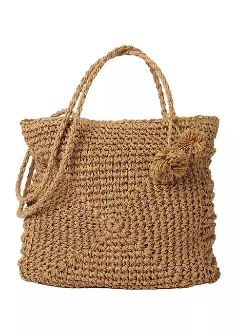Crochet Straw Tote with Tassel | Belk
