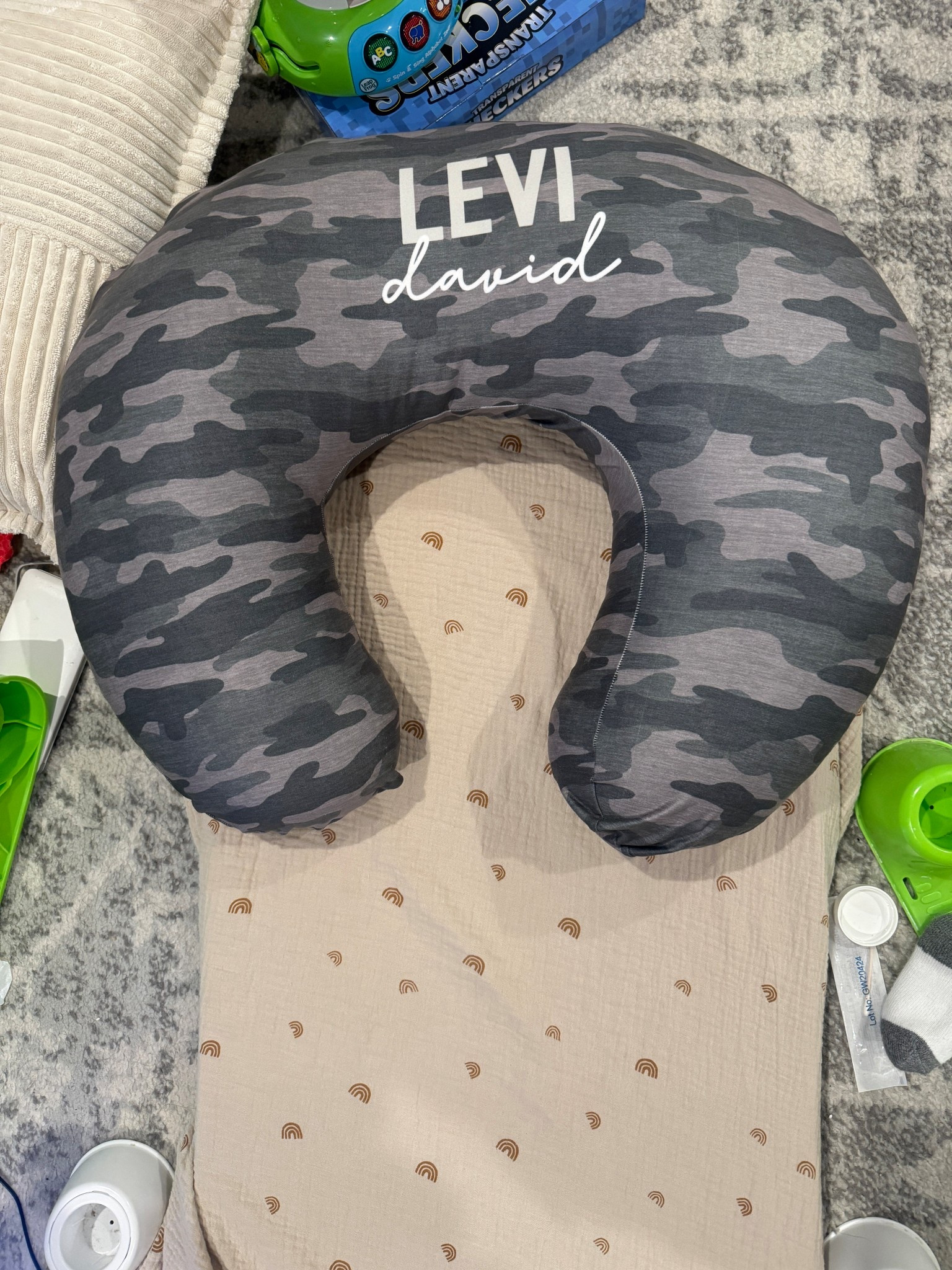 Love this personalized boppy cover! So soft and comes in girly patterns and other boy options too. Plus this new wipeable mat we have under him for easy cleaning 

#LTKHome #LTKBaby #LTKKids