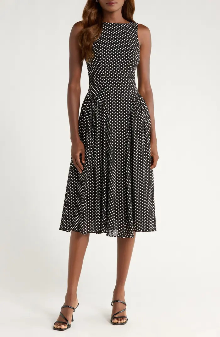 Reformation Anelis Polka Dot Sleeveless Fit & Flare Dress | Nordstrom | Nordstrom