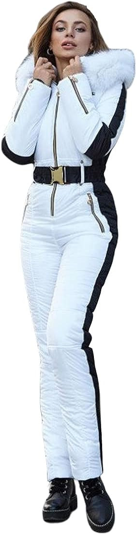 Yousify Womens Winter Onesies Ski Jumpsuits Outdoor Sports Waterproof Snowsuit Removable Fur Coll... | Amazon (US)