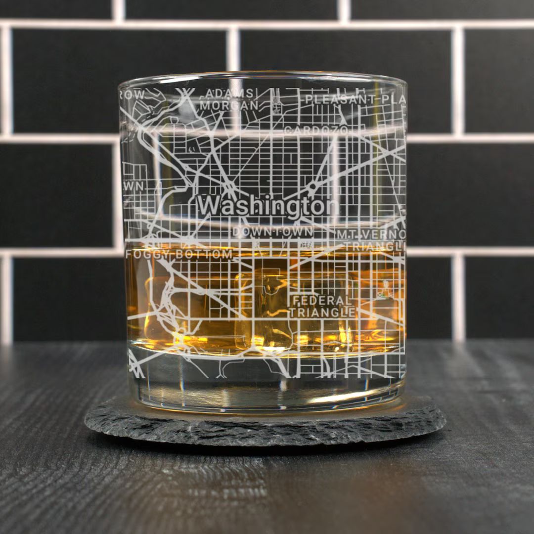 Washington DC Whiskey Glass, Washington DC Rocks Glass Gift, Engraved City Map Glass, Washington ... | Etsy (US)