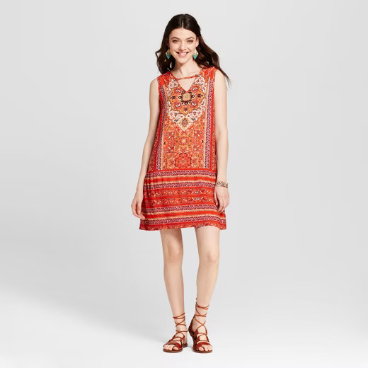 Women's Printed Drop Waist Shift Dress - Xhilaration™ (Juniors') Orange | Target