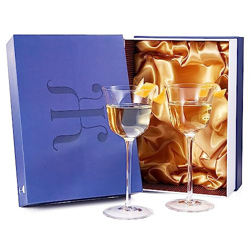 Vintage Crystal Nick & Nora/Wine Coupe Glasses - Set of 2 - Clear Radiance - Cocktails, Wine, Whiskey, Gin, Cocktail Glass - Hand Blown Classy Glass - Timeless Art Deco Design - Long Stemmed (5 OZ) | Amazon (US)