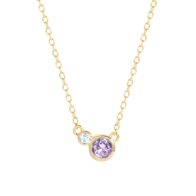 Two Birthstone Mother and Child Gold Necklace | Eve's Addiction