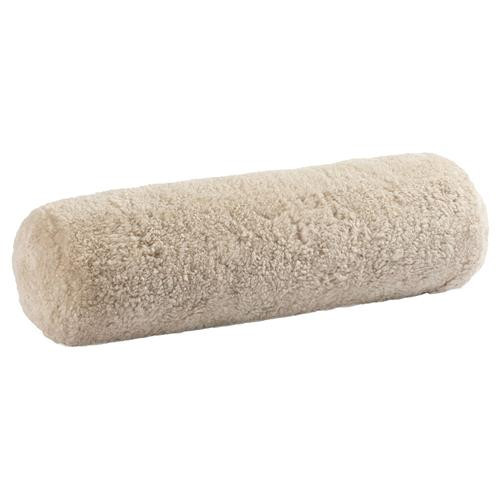 Zola Modern Light Beige Curly Short Wool Sheepskin Bolster Pillow - 8x30 | Kathy Kuo Home