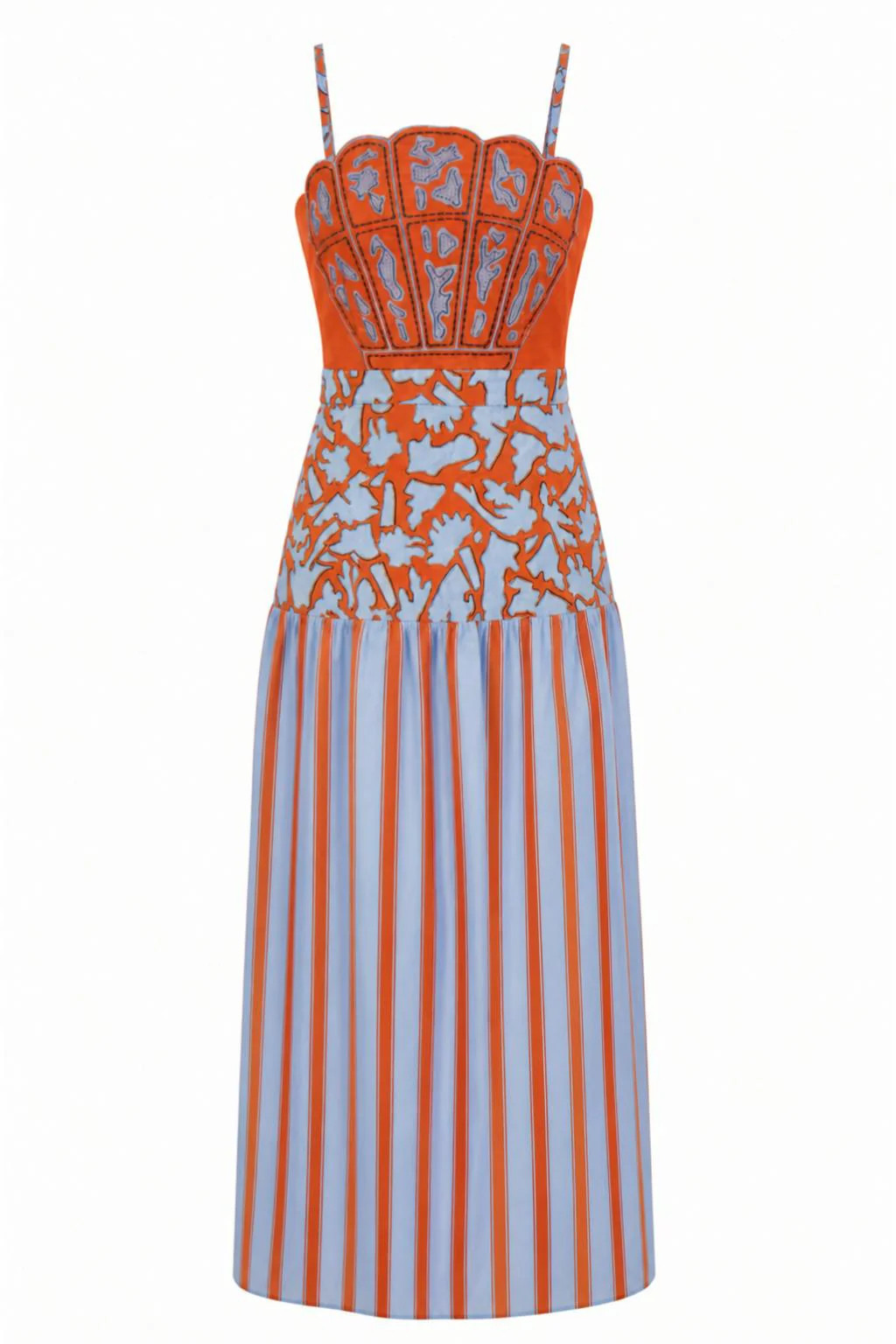 PRE ORDER- Hunter Coral Vine Stripe Midi Dress | Maisonette