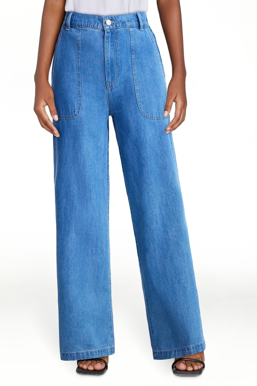 Time and Tru Women's High Rise Draped Utility Jeans, 30" Inseam, Sizes XS-XXXL | Walmart (US)