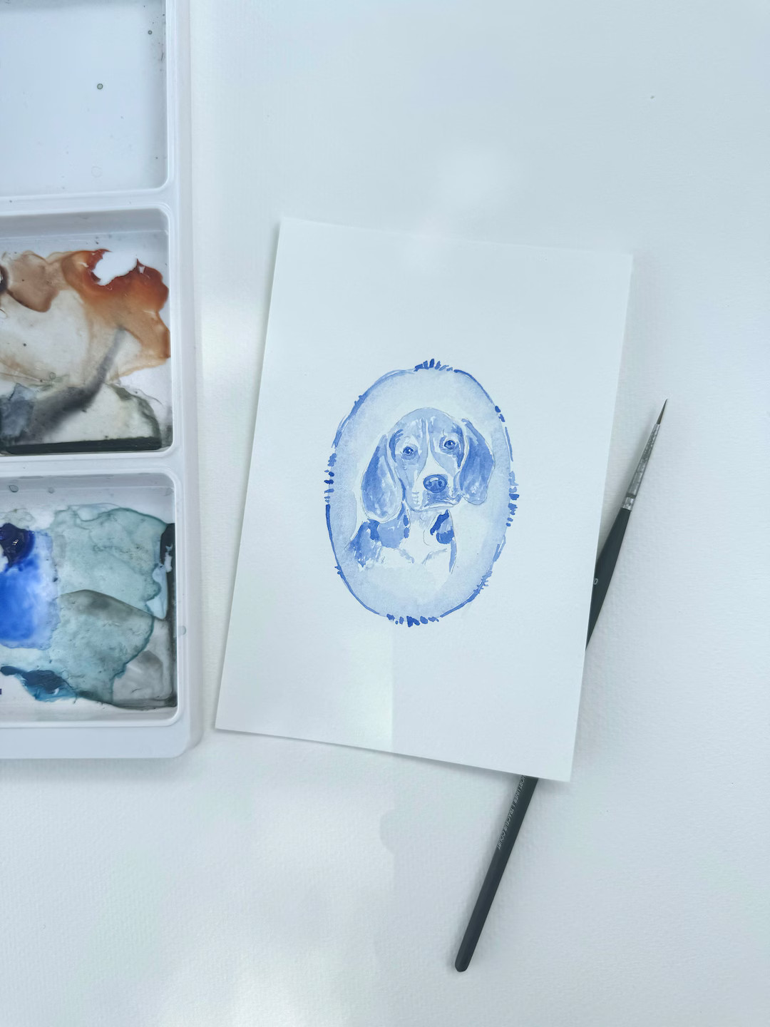 Watercolor Dog Portrait, Custom Pet Portrait, Hand Painted, Blue - Etsy | Etsy (US)