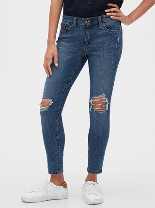 Mid Rise Destructed Legging Skimmer Jeans | Gap Factory