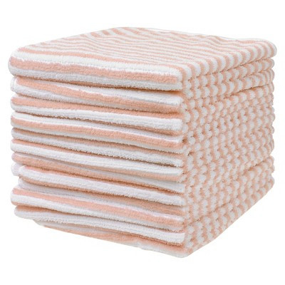 Unique Bargains Microfiber Absorbent Striped Cleaning Cloth 12 Pcs Pink 12" x 12" | Target