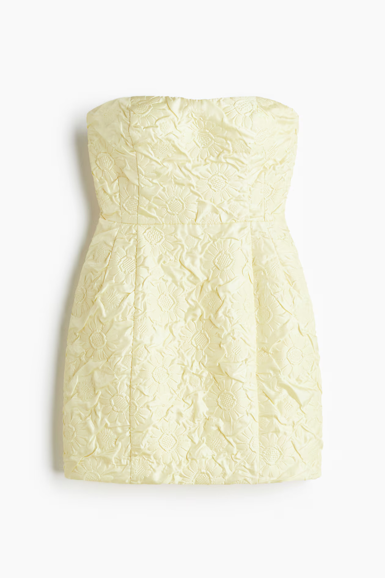Embossed Mini Dress - Light yellow - Ladies | H&M US | H&M (US + CA)