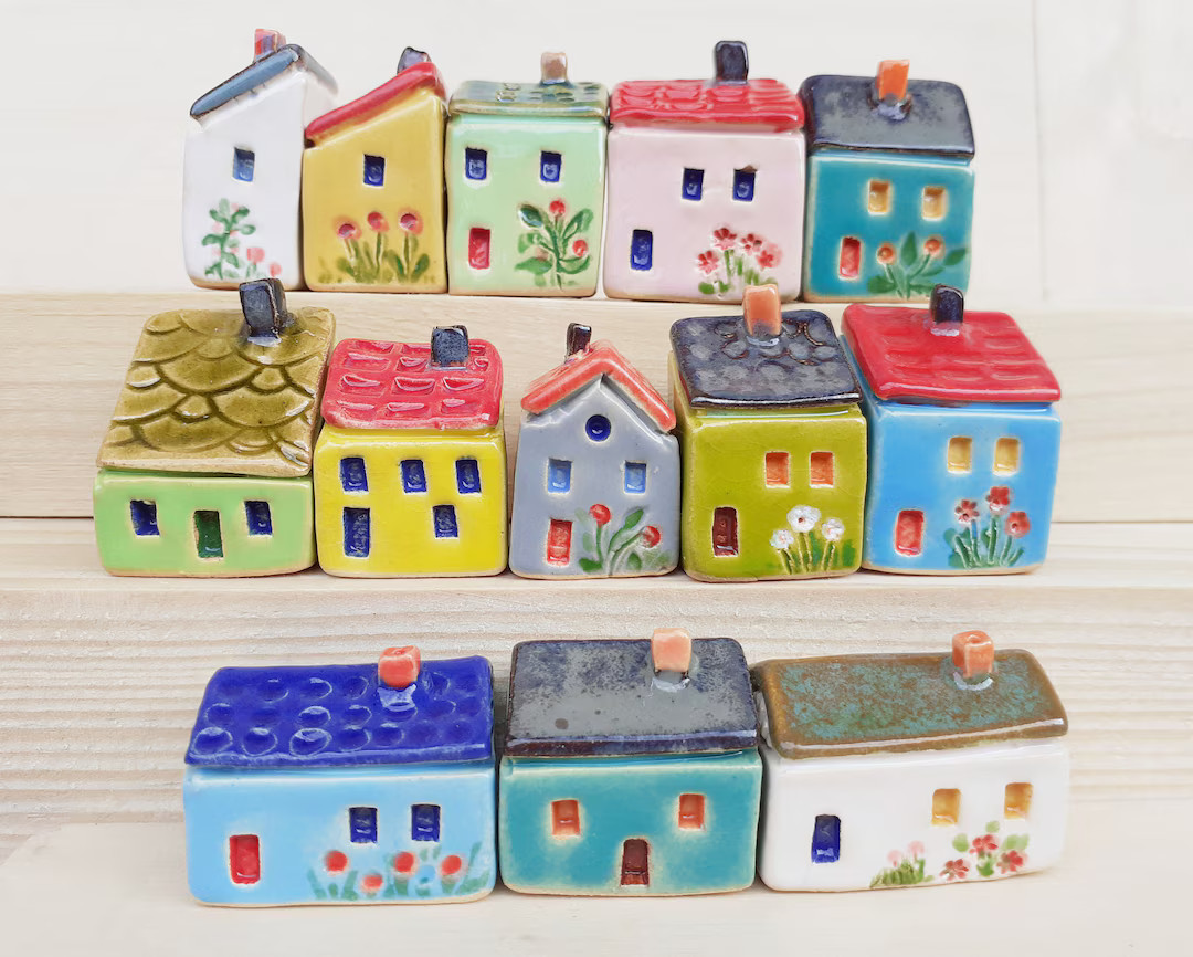 Little Ceramic Houses Sold Individually Handmade Different - Etsy | Etsy (US)