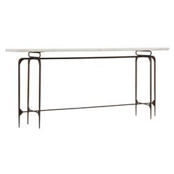 Myla Industrial Loft White Marble Top Brown Iron Frame Console Table | Kathy Kuo Home