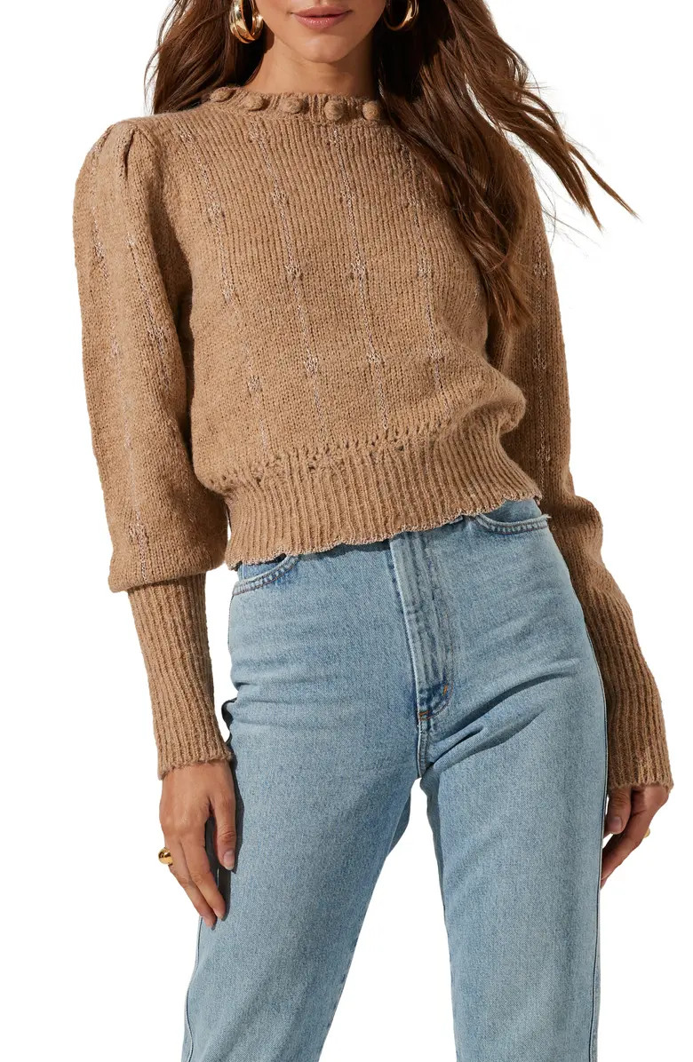 Scallop Hem Pompom Sweater | Nordstrom