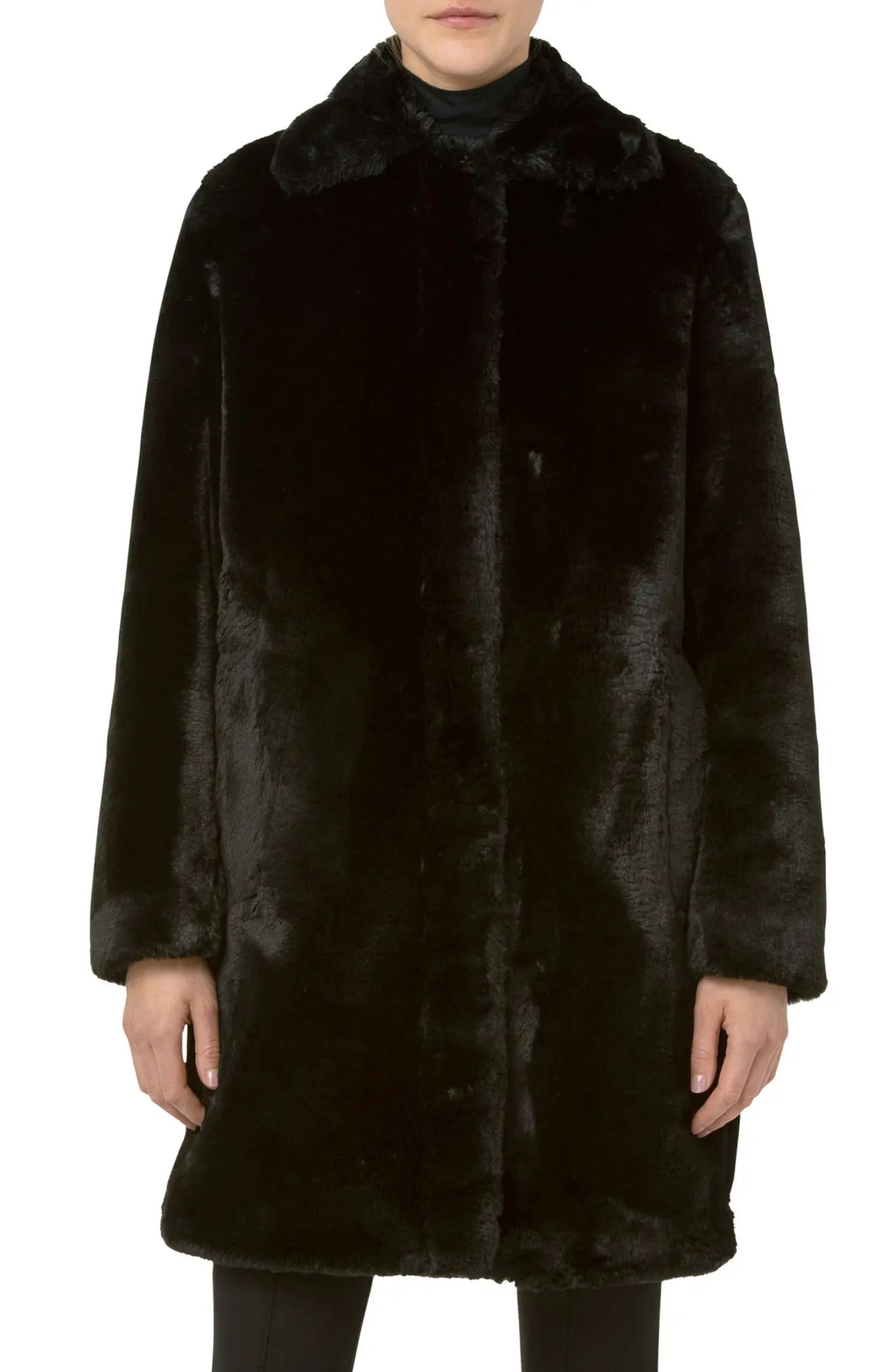 Akris punto Faux Fur Coat, Size 4 in Black at Nordstrom | Nordstrom